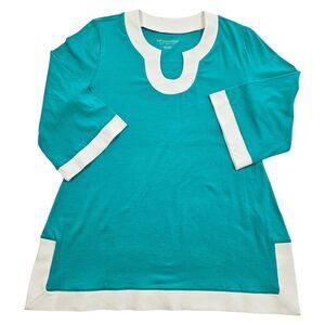 Soft Surroundings Women's Teal Tunic Top Size Petite Medium Excellent Condition